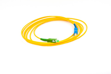 Fiber optic cables isolated on white background