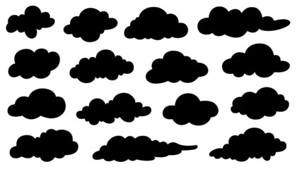 Collection of different clouds isolated on white