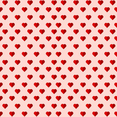 Colorful simple digital drawing seamless pattern with hearts in doodle style. Great basic for print, badge, party invitation, banner, holidays cards, print, paper, design. Valentine's day.

