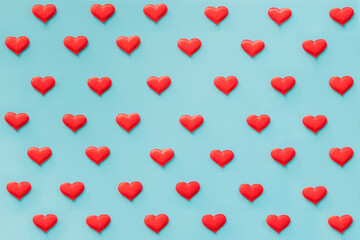 Red heart on blue background for Valentine day