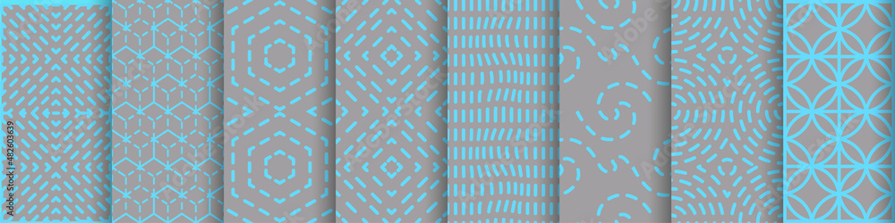 Fototapete japanese seamless pattern set vector ornamental seamless patterns. collection of geometric patterns 