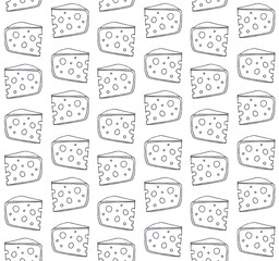 Fototapeta na wymiar Vector seamless pattern of hand drawn doodle sketch cheese isolated on white background