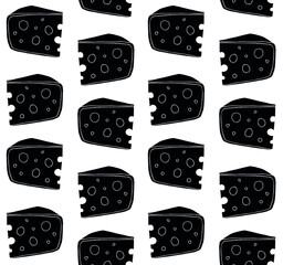 Vector seamless pattern of hand drawn doodle sketch black cheese isolated on white background