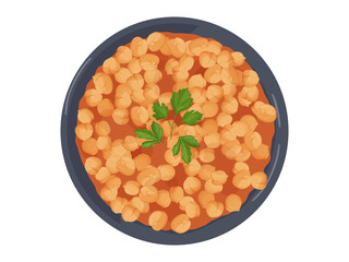 Red channa. Channa Masala indian food illustration. 