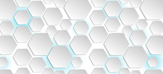 Abstract white hexagon background. Digital futuristic minimalism. Vector Illustration