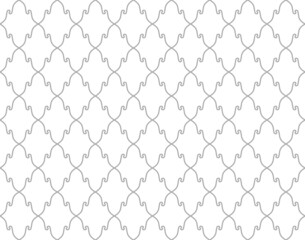 Abstract geometry pattern in Arabian style. Seamless vector background. White and gray graphic ornament. Simple lattice graphic design.
