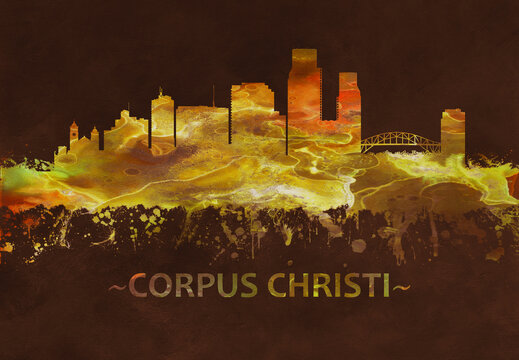 Corpus Christi skyline Black and Gold