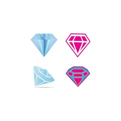 A set of diamonds in a flat style. Abstract black diamond collection icons. Linear outline sign. Vector icon logo