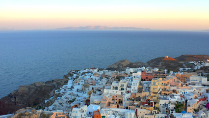 Fototapeta na wymiar Santorini (Thira) is one of the Greek Cyclades in the Aegean Sea.