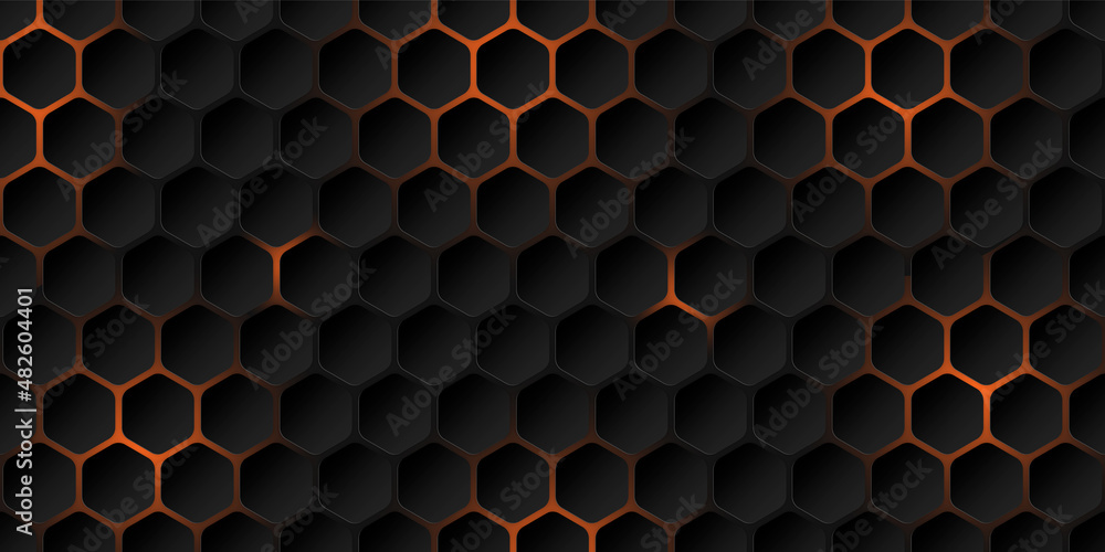 Leinwandbilder black hexagon seamless pattern. abstract hexagonal background.