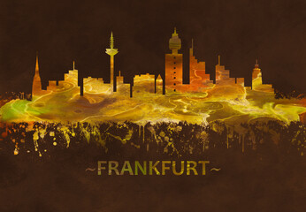 Frankfurt Germany skyline Black and Gold - obrazy, fototapety, plakaty