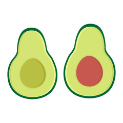 Vector flat hand drawn avocado isolated on white background