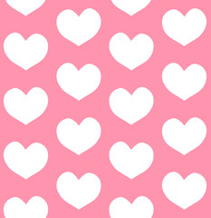 Vector seamless pattern of hand drawn doodle sketch heart isolated on pink background