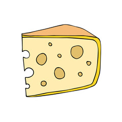 Vector hand drawn doodle sketch colored cheese isolated on white background