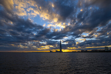 sunset in the Gulf of Finland in Saint Petersburg