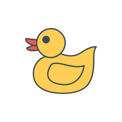 rubber duck, bathroom toy icon in color icon, isolated on white background 