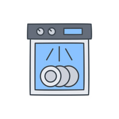 Dish washer icon in color icon, isolated on white background 