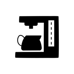 Coffee maker Icon in black flat glyph, filled style isolated on white background