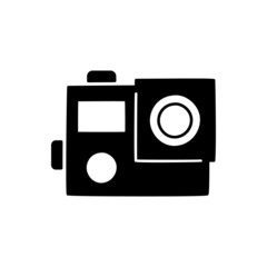 Action Cam Camera icon in black flat glyph, filled style isolated on white background