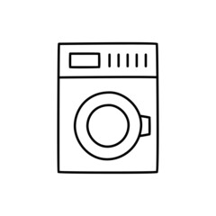 Washing machine Icon in black line style icon, style isolated on white background