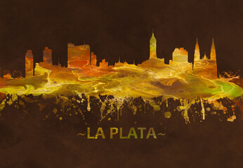 La Plata Argentina skyline Black and Gold - obrazy, fototapety, plakaty