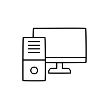 PC Desktop, personal computer Icon in black line style icon, style isolated on white background