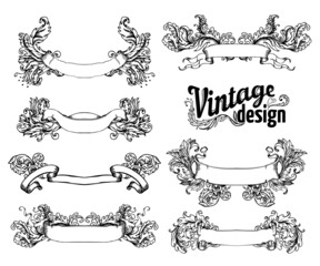 Vintage design elements set. Ribbons. Vector illustration.
