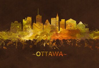 Ottawa Canada skyline Black and gold - obrazy, fototapety, plakaty