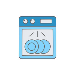 Dish washer icon in color icon, isolated on white background 