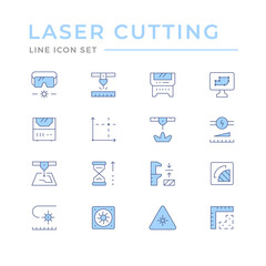 Set line icons of laser cutting