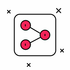 Filled outline Share icon isolated on white background. Share, sharing, communication pictogram, social media, connection, network. Vector