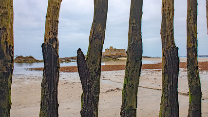 saint malo and dinard in french channel - obrazy, fototapety, plakaty