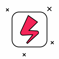 Filled outline Lightning bolt icon isolated on white background. Flash sign. Charge flash icon. Thunder bolt. Lighting strike. Vector