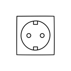 Electric Power Socket icon in black line style icon, style isolated on white background