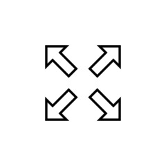 Fullscreen Icon. Expand to full screen sign and symbol. Arrows symbol