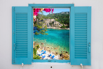 Paleokastritsa beach on Korfu, Greece - obrazy, fototapety, plakaty