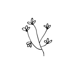 Naklejka premium Hand drawn doodle floral element, abstract plant for decoration, isolated vector illustration