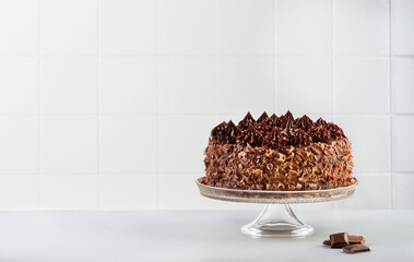 Cake on the table, copy space