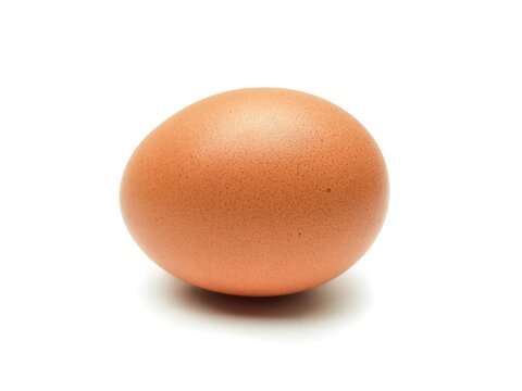 Close-up photo of fresh organic chicken eggs from farm on white background.