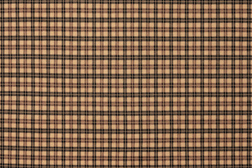Brown natural texture of  textile material with checkered pattern