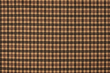 Brown natural texture of  textile material with checkered pattern