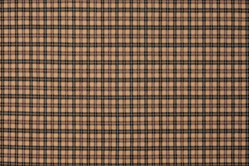 Brown natural texture of  textile material with checkered pattern
