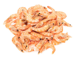 Unpeeled fresh shrimp isolated on a white background. close-up