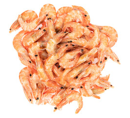 Unpeeled fresh shrimp isolated on a white background. close-up