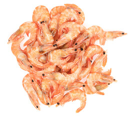 Unpeeled fresh shrimp isolated on a white background. close-up