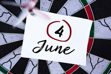 June 4 written on a calendar to remind you an important appointment.