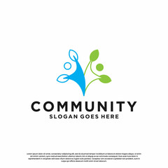 community logo design. people family, group work logo template