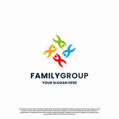 community logo design. people family, group work logo template