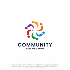 Fototapeta na wymiar Abstract human logo design for community icon