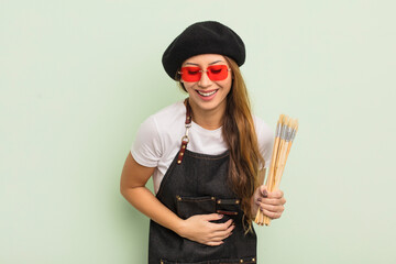 asian pretty woman laughing out loud at some hilarious joke. artist concept